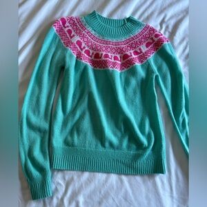 Vineyard Vines Aqua & Pink Whale Nordic Sweater